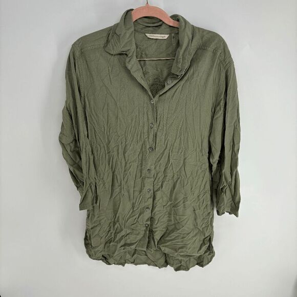 Soft Surroundings Tunic Womens army green used buttoned collar top medium - Picture 1 of 5